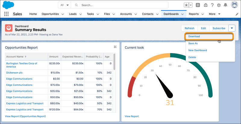 Download a dashboard image