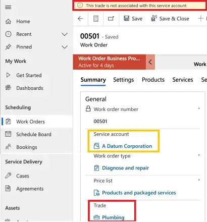 Organise service operations using trades 