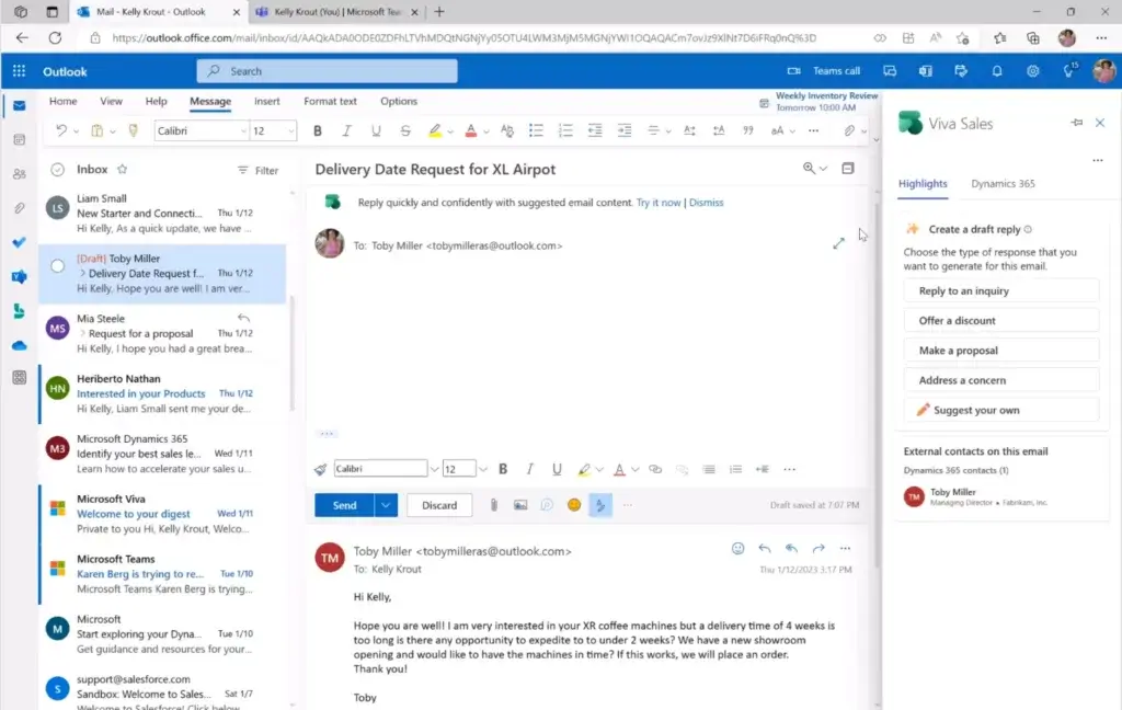 Microsoft Dynamics 365 Copilot in Sales-Email 1