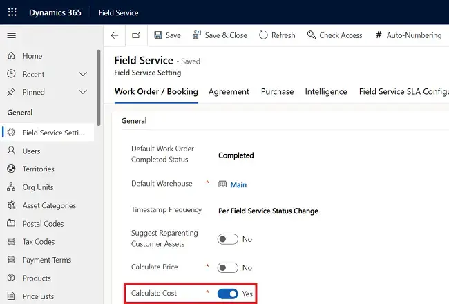 Removing Work Order Costs in D365 Field Service