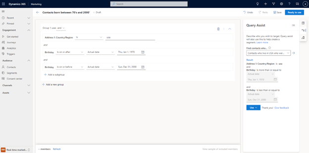 Dynamics 365 Marketing Query Assist -3- 2023 First Release