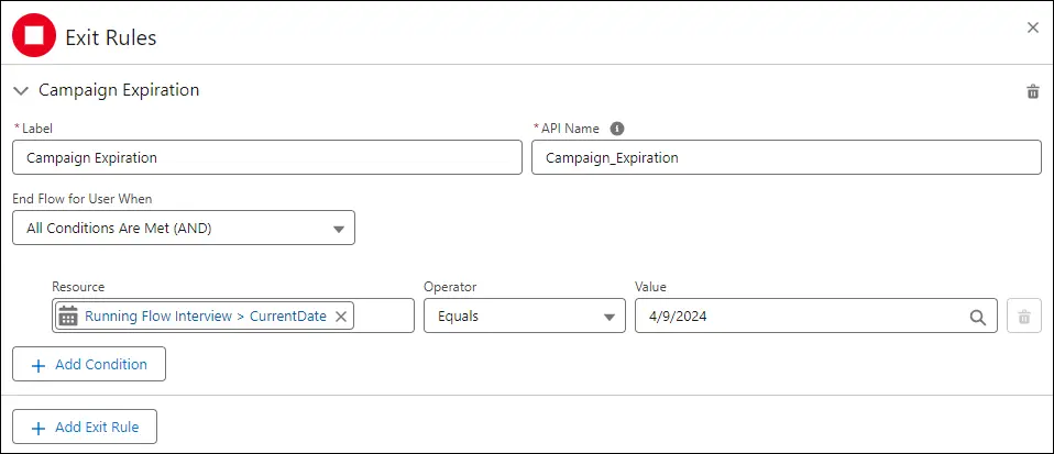 Salesforce Marketing Cloud - Flows with Exit Rules