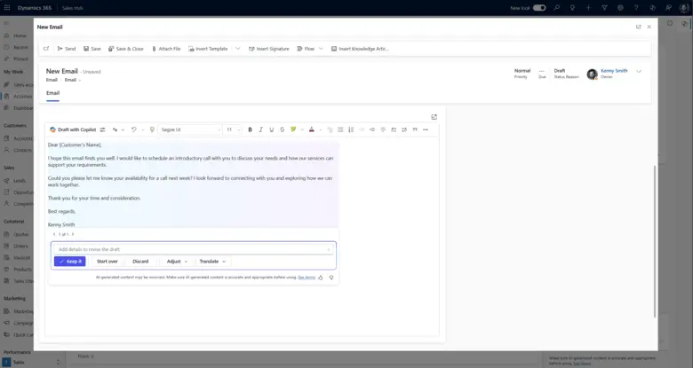 Copilot-email-assistance-MS-2024-release-wave-2-dynamics-365-Sales