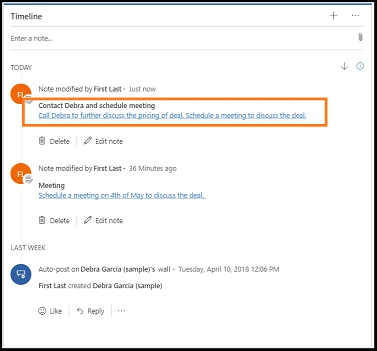 notesanalysis-schedulemeeting-Dynamics 365 Sales Premium Features